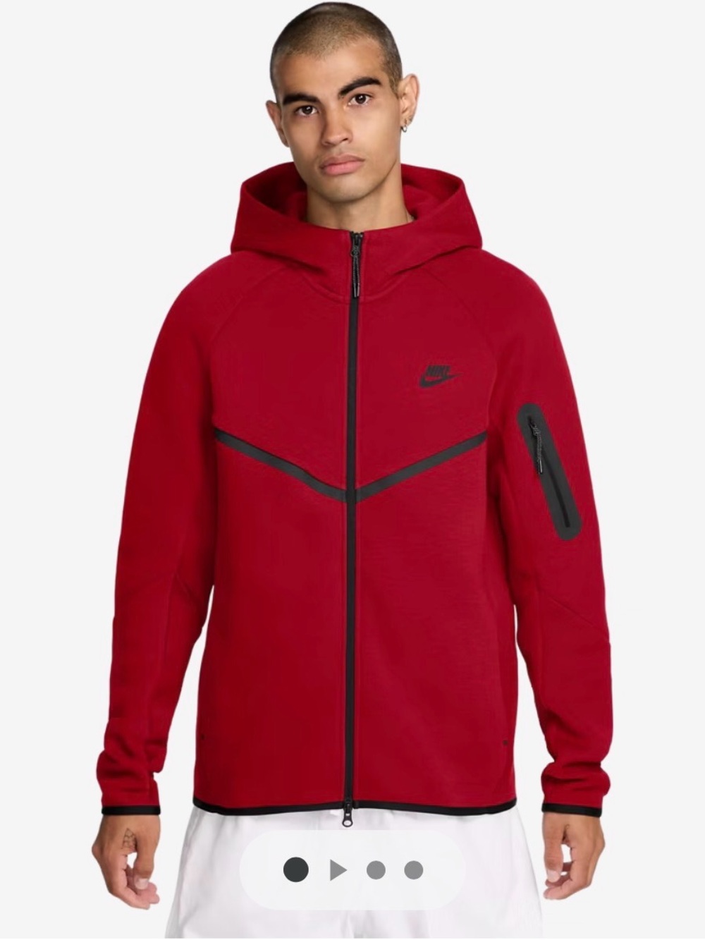 Nike Men’s Red Full-Zip Performance Hoodie Jacket with Black Accents